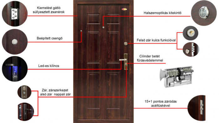 HiSec klasszikus aranytölgy színű biztonsági ajtó - Image 3