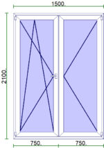 Kétszárnyú erkélyajtó 150*210